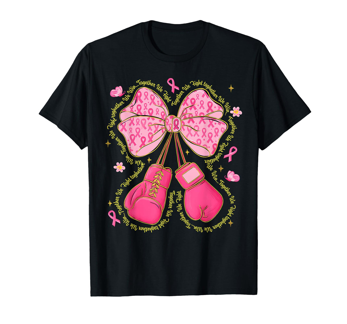 HUGvyn Breast Cancer Pink Boxing Gloves Survivor Pink Ribbon T-Shirt