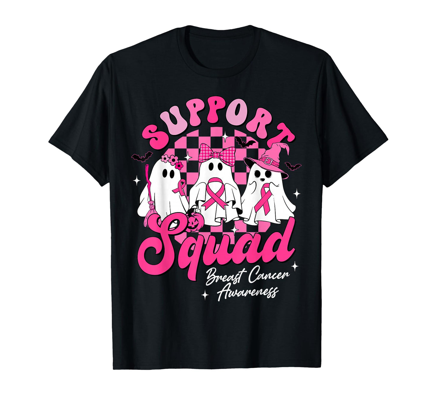 Support Squad Breast Cancer Awareness Cute Ghost Halloween T-Shirt