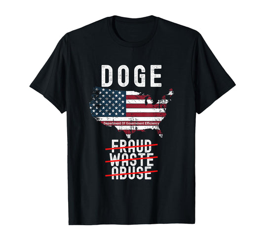 DOGE, D.O.G.E., Department Of Government Efficiency, US Flag T-Shirt