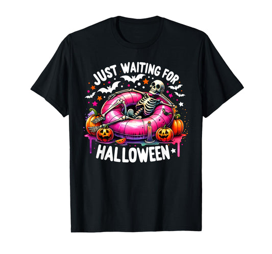 Summer Skeleton Jack O Lantern Just Waiting For Halloween Men Women Kids T-Shirt