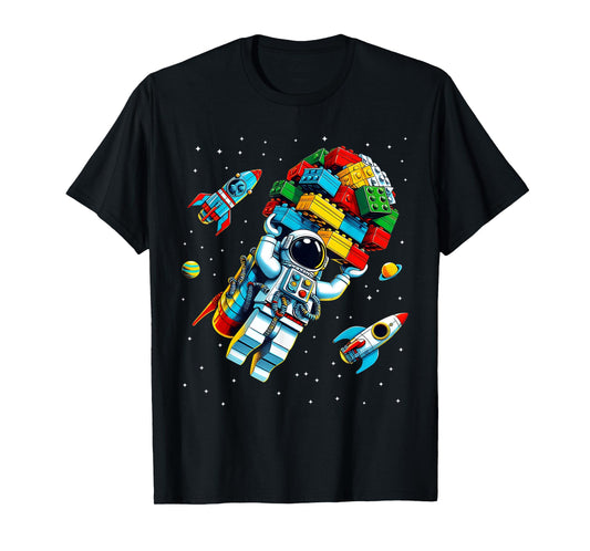 Master Builder Space Astronaut Building Blocks Bricks Boys T-Shirt