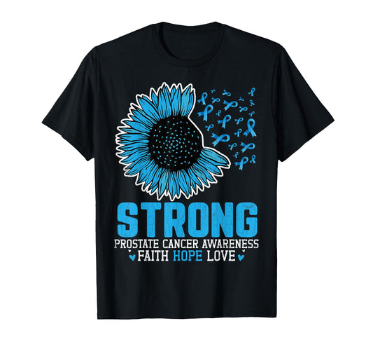 Strong Prostate Cancer Awareness Blue Ribbon Graphic T-Shirt