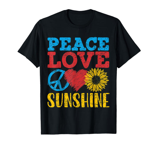 Peace Love Sunshine, Sunflower For Men Women, Retro T-Shirt