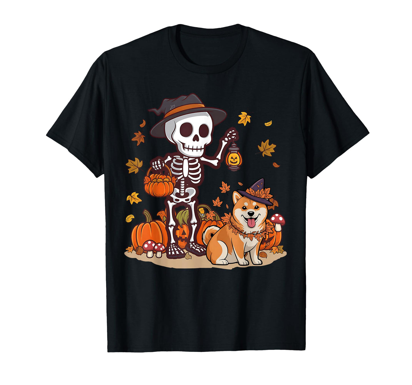 Funny Shiba Inu Skeleton Spooky Dog Lover Halloween T-Shirt