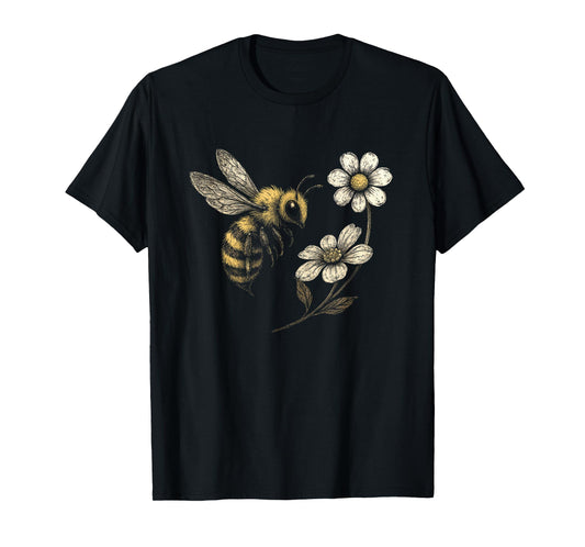 Bee Flower Garden Honeybee Insect Daisy Homestead Aesthetic T-Shirt