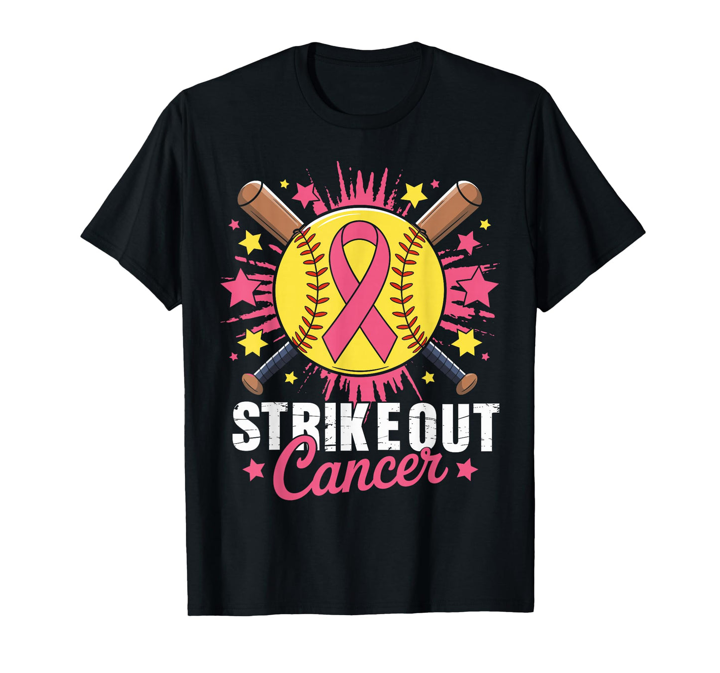 Strike Out Breast Cancer Awareness Softball Pink Women Girls T-Shirt