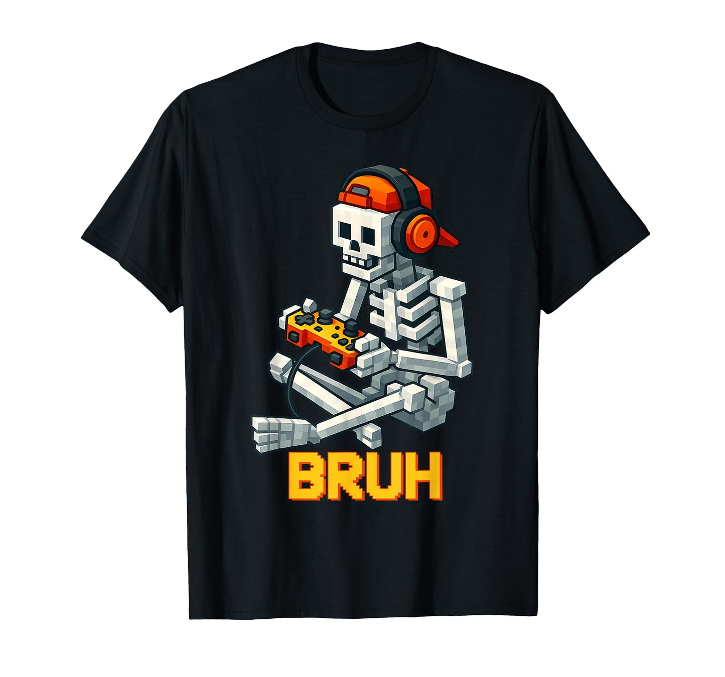 Bruh Skeleton Video Game Halloween Gaming Gamer Boys Men T-Shirt