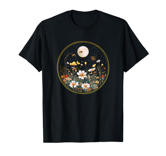 Bees Wildflowers Cottagecore Vintage Flower Beekeeper Bee T-Shirt