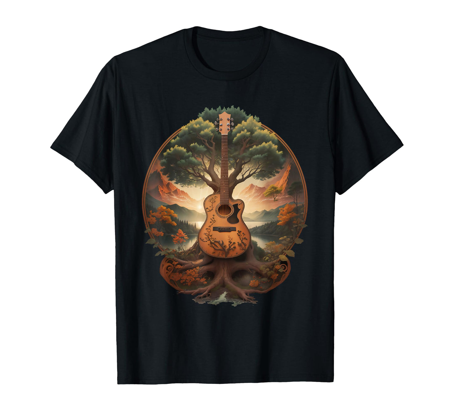 Tree of Life Acoustic Guitar By The Lake T-Shirt