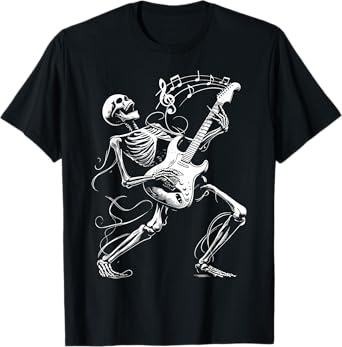 Skeleton Playing Guitar Music Gifts For Men Women Rock Band T-Shirt