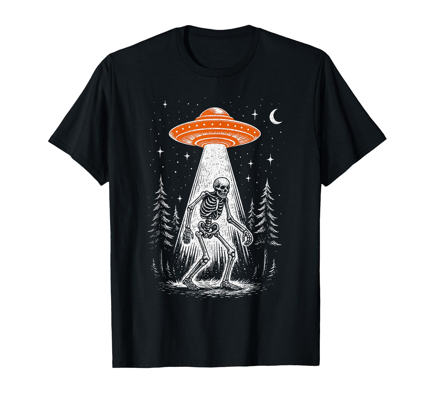 Skeleton Bigfoot UFO Alien Pumpkin Halloween T-Shirt