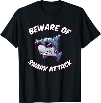 Beware of Snark Attack Funny Kids and Teens Cartoon Shark T-Shirt