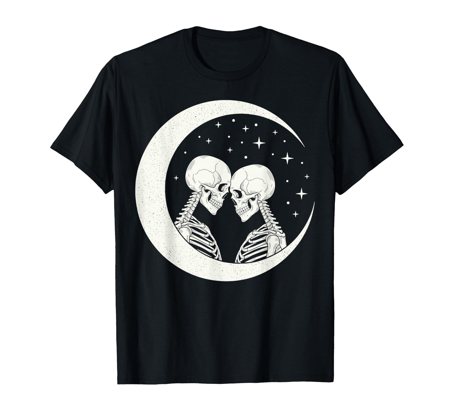Skeleton Couple Halloween Crescent Moon Romance T-Shirt