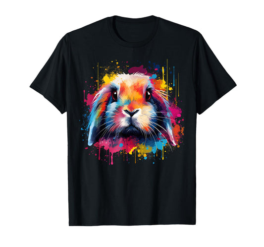 Cute Holland Lop Rabbit Lover Colorful Splash Art T-Shirt