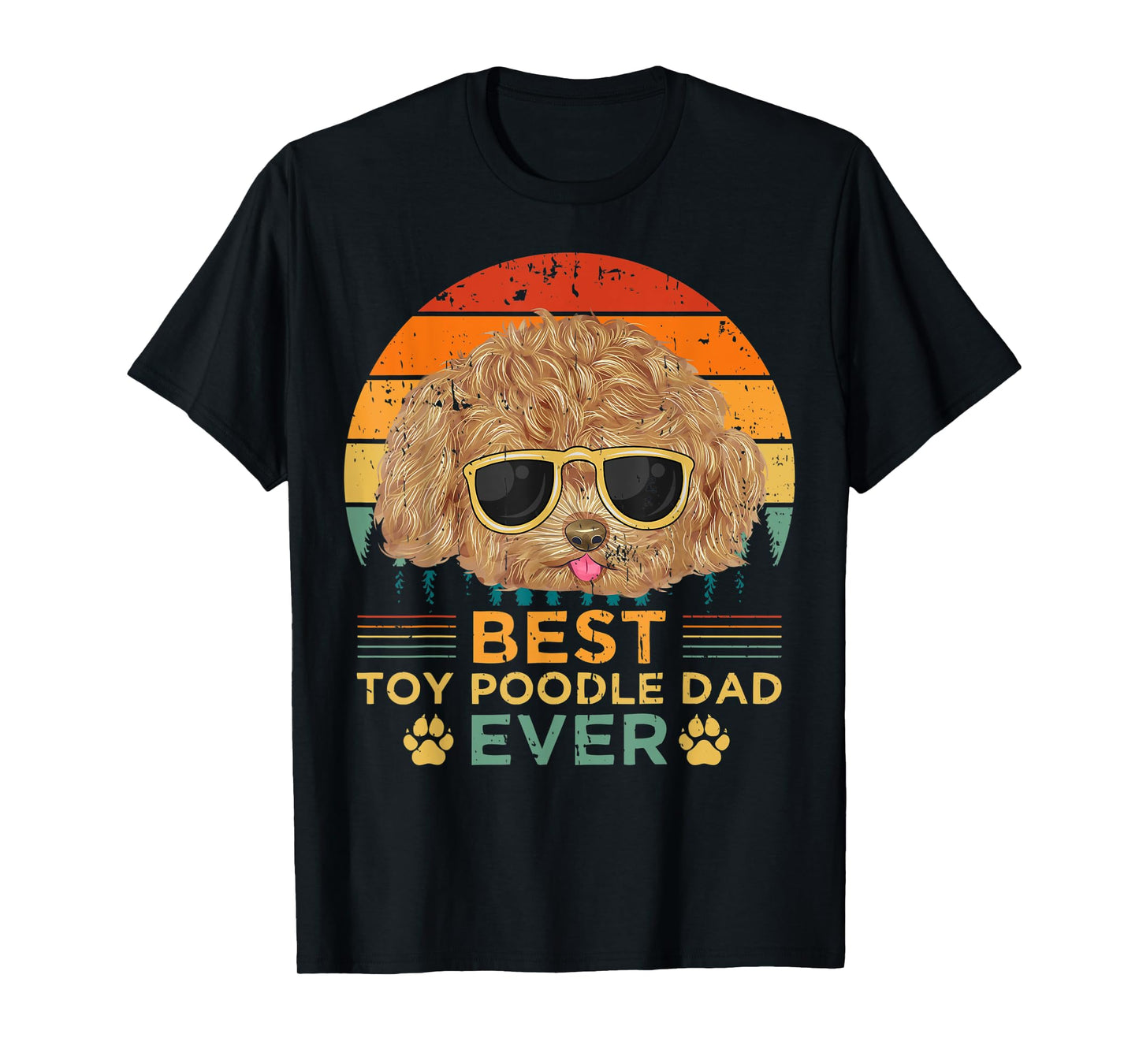 Mens Retro Vintage Sunset Best Toy Poodle Dad Father's Day T-Shirt