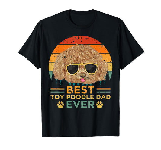 Mens Retro Vintage Sunset Best Toy Poodle Dad Father's Day T-Shirt