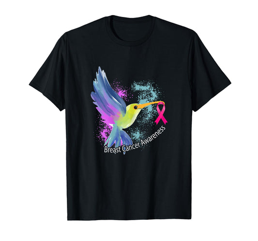 Womens Pink Ribbon Bird Animal Gift Breast Cancer Awareness T-Shirt