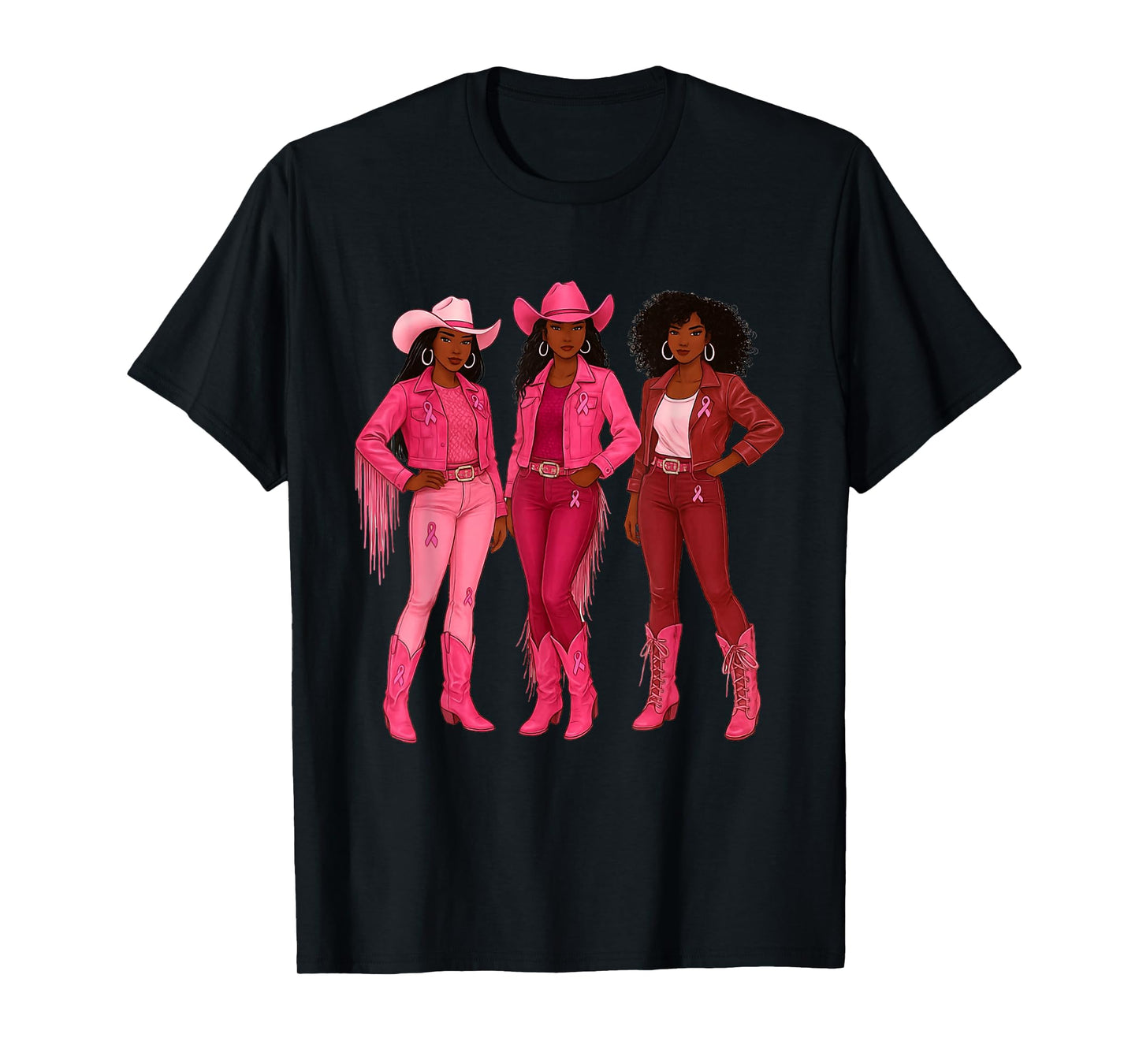 Western Cowgirl Breast Cancer Awareness for Rodeo Women T-Shirt