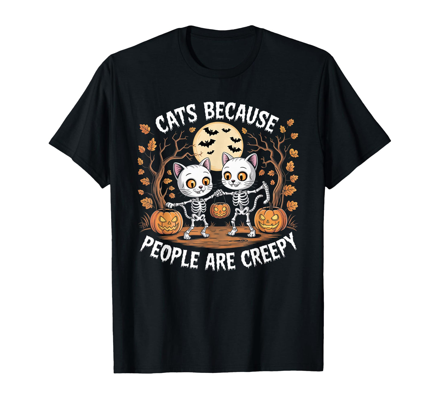 Cats Because People are Creepy Ghost Halloween Cat Mom Kids T-Shirt