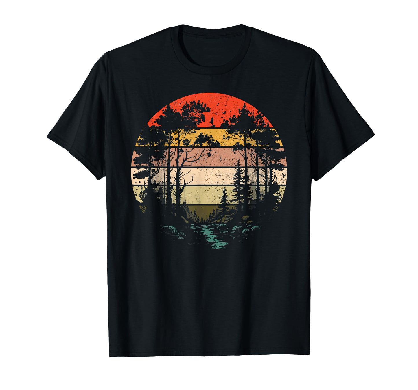 Retro Forest Trees Outdoors Nature Women Men Vintage Graphic T-Shirt