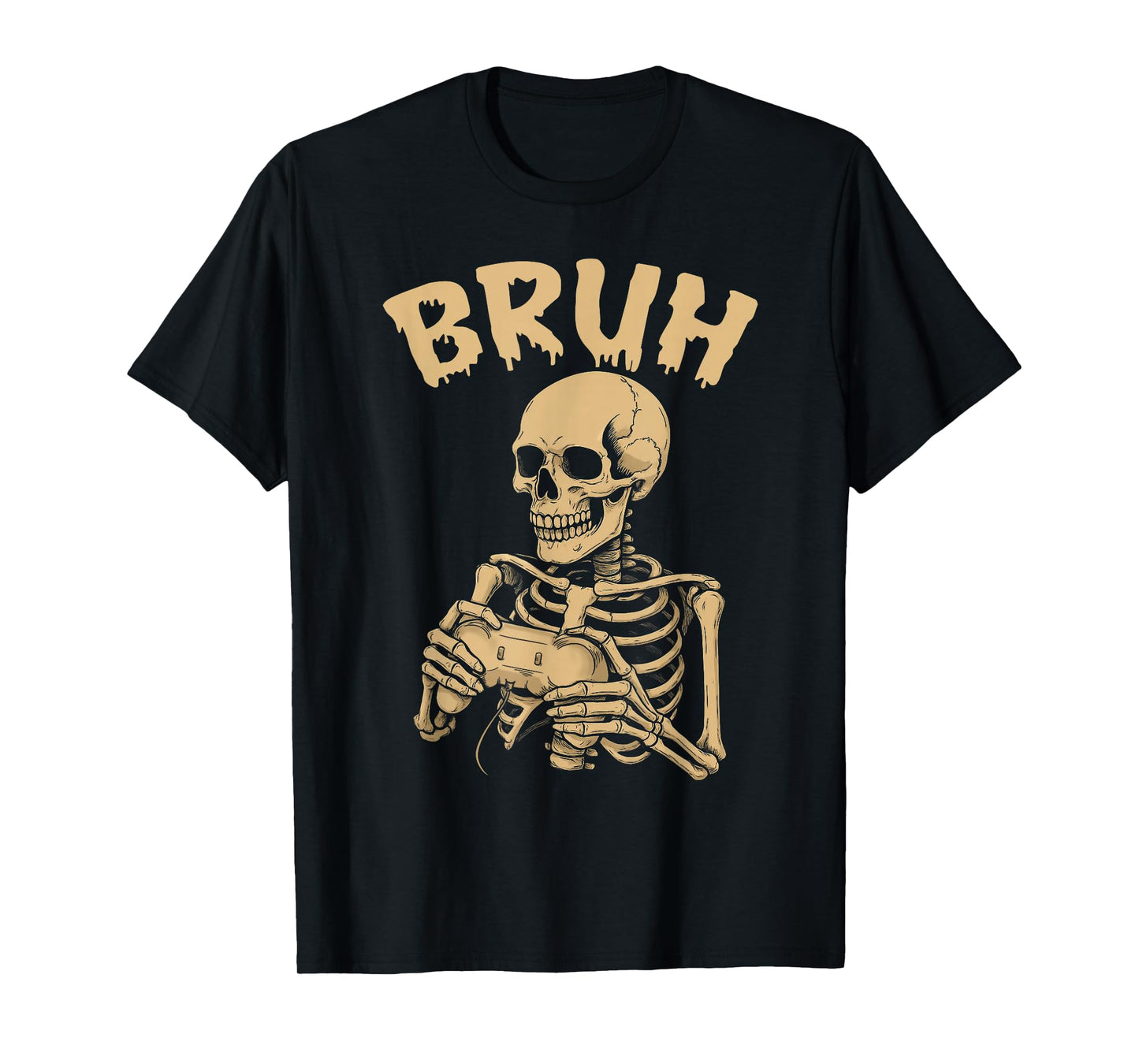 Bruh Skeleton Gamer Video Halloween Gaming Boys Men Kids T-Shirt