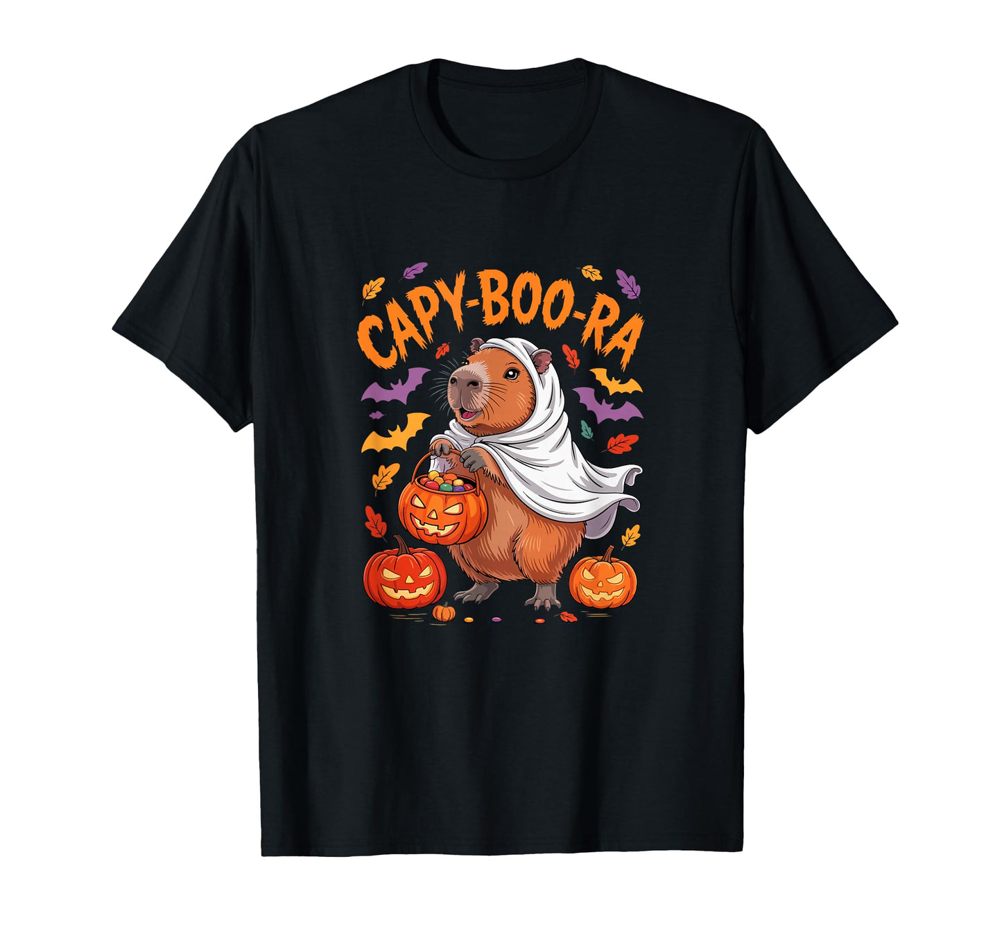 Capy-Boo-ra Halloween Capybara Cosplay Boo Carved Pumpkins T-Shirt