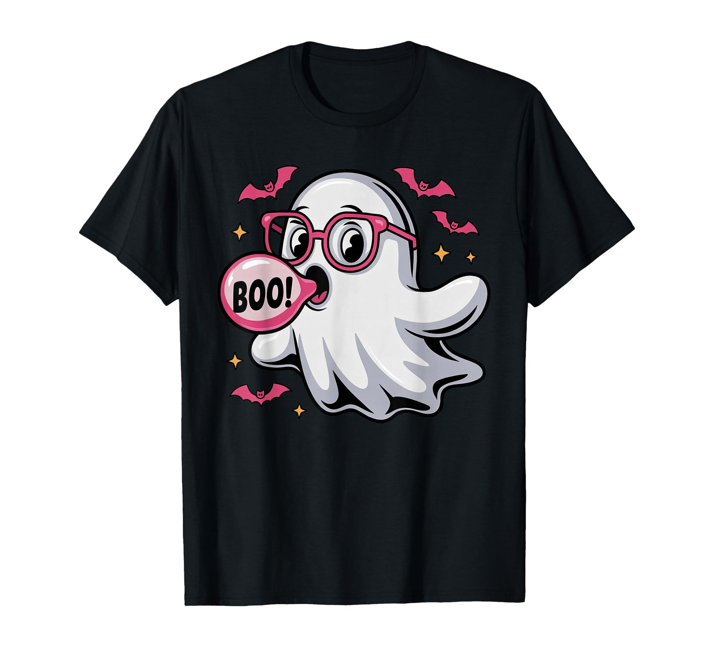 Halloween Cute Boo Ghost Pink Sunglasses Blowing Bubblegum T-Shirt