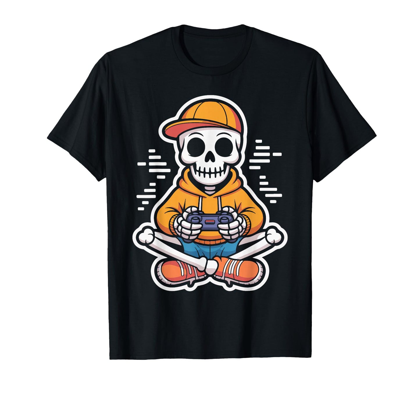 Skeleton Playing Video Games Funny Halloween Gaming Men Boys T-Shirt