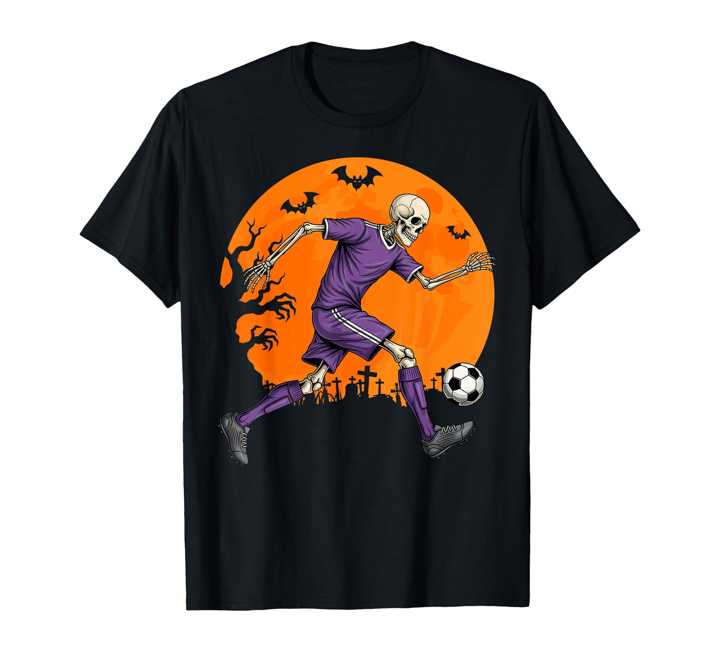 Soccer Skeleton Halloween Football Spooky Boys Soccer Player T-Shirt