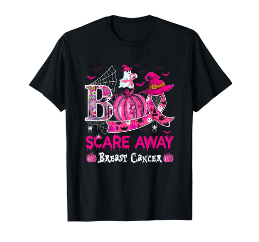 Cute Boo Halloween Pink Ribbon Breast Cancer Awareness Month T-Shirt