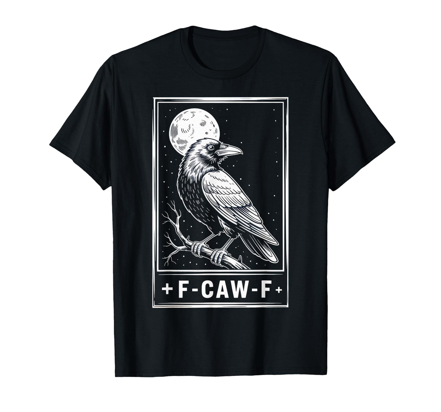 F-CAW-F Funny Raven Outfit Vintage Crow Full Moon Night Look T-Shirt