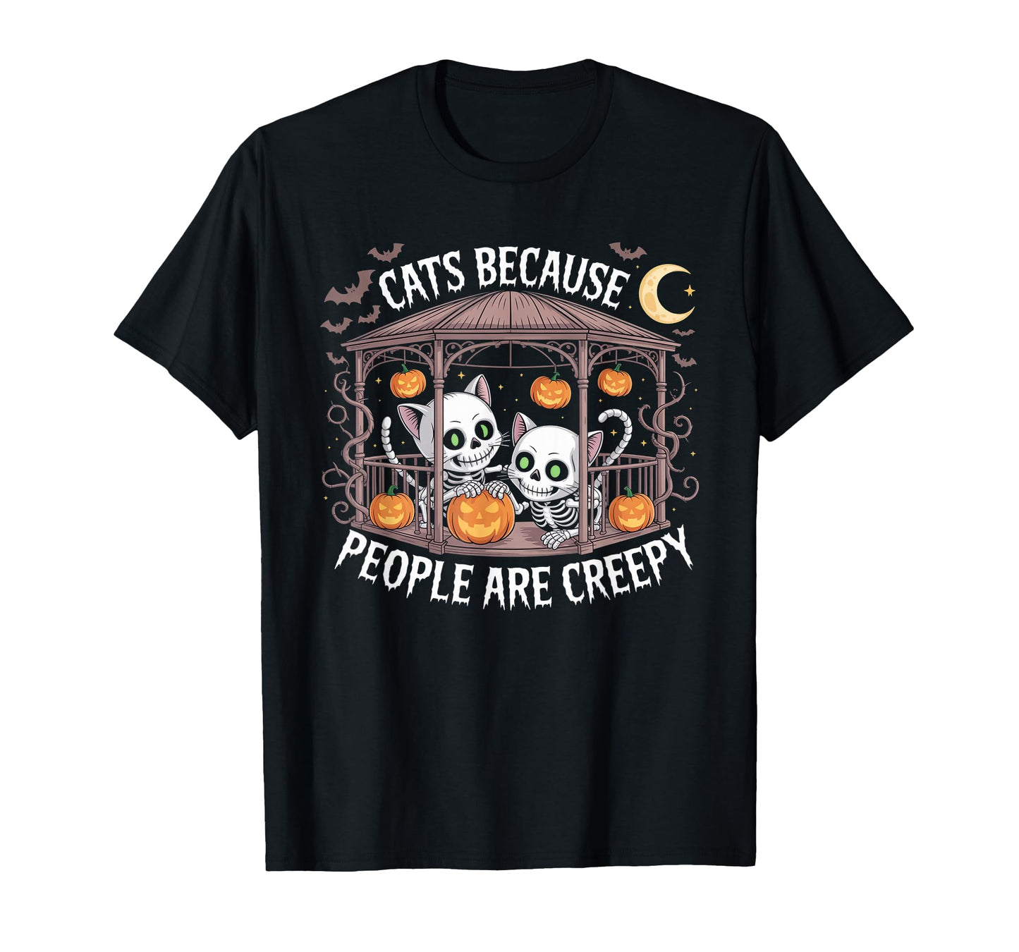 Cats Because People are Creepy Ghost Halloween Cat Mom Kids T-Shirt