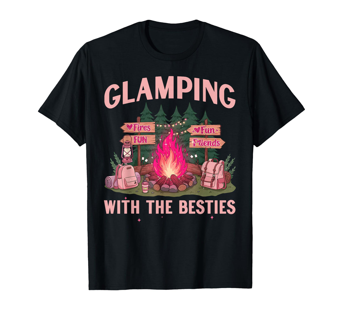 Glamping With The Besties Funny Friendship Camping Girls T-Shirt