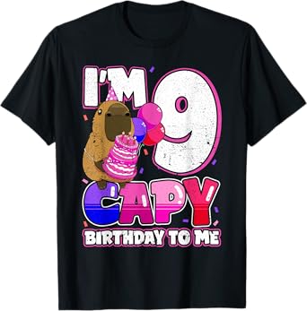 9 Years Capy Birthday to me Girls 9th Birthday Capybara T-Shirt