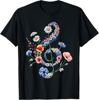 Wildflowers Treble Clef Flower Musical Note Music T-Shirt