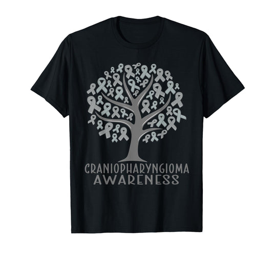 Craniopharyngioma Awareness Tree Ribbons, Wear grey T-Shirt