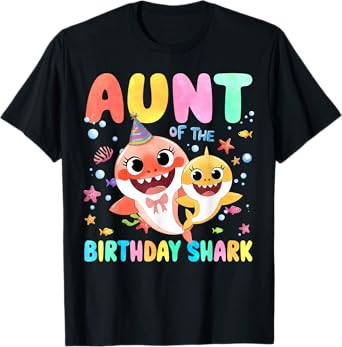 Aunt Of The Birthday Family Shark Funny Kids Birthday Party T-Shirt