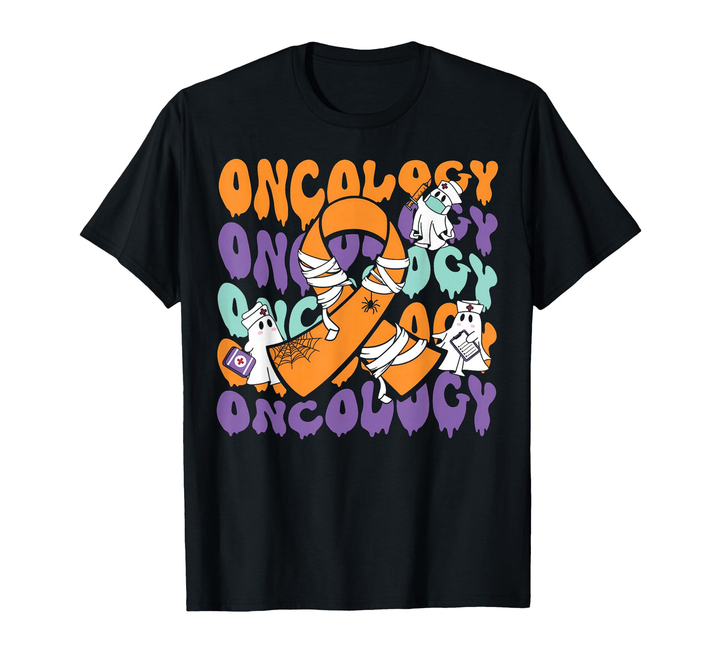 Oncology Nurse Halloween Ribbon Heme Onc RN Cancer Awareness T-Shirt