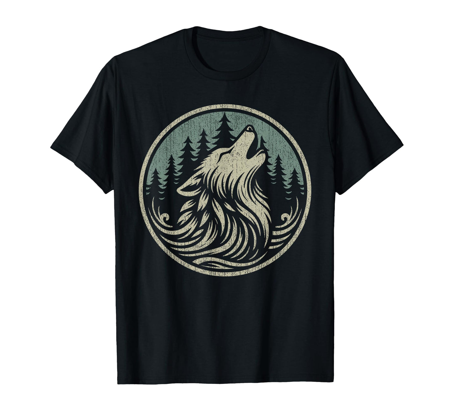 Nature Camping Vintage Forest Wildlife Wolf Outdoor Graphic T-Shirt