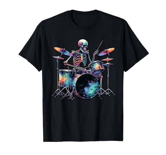 Skeleton Playing Drums Lover For Drummers T-Shirt