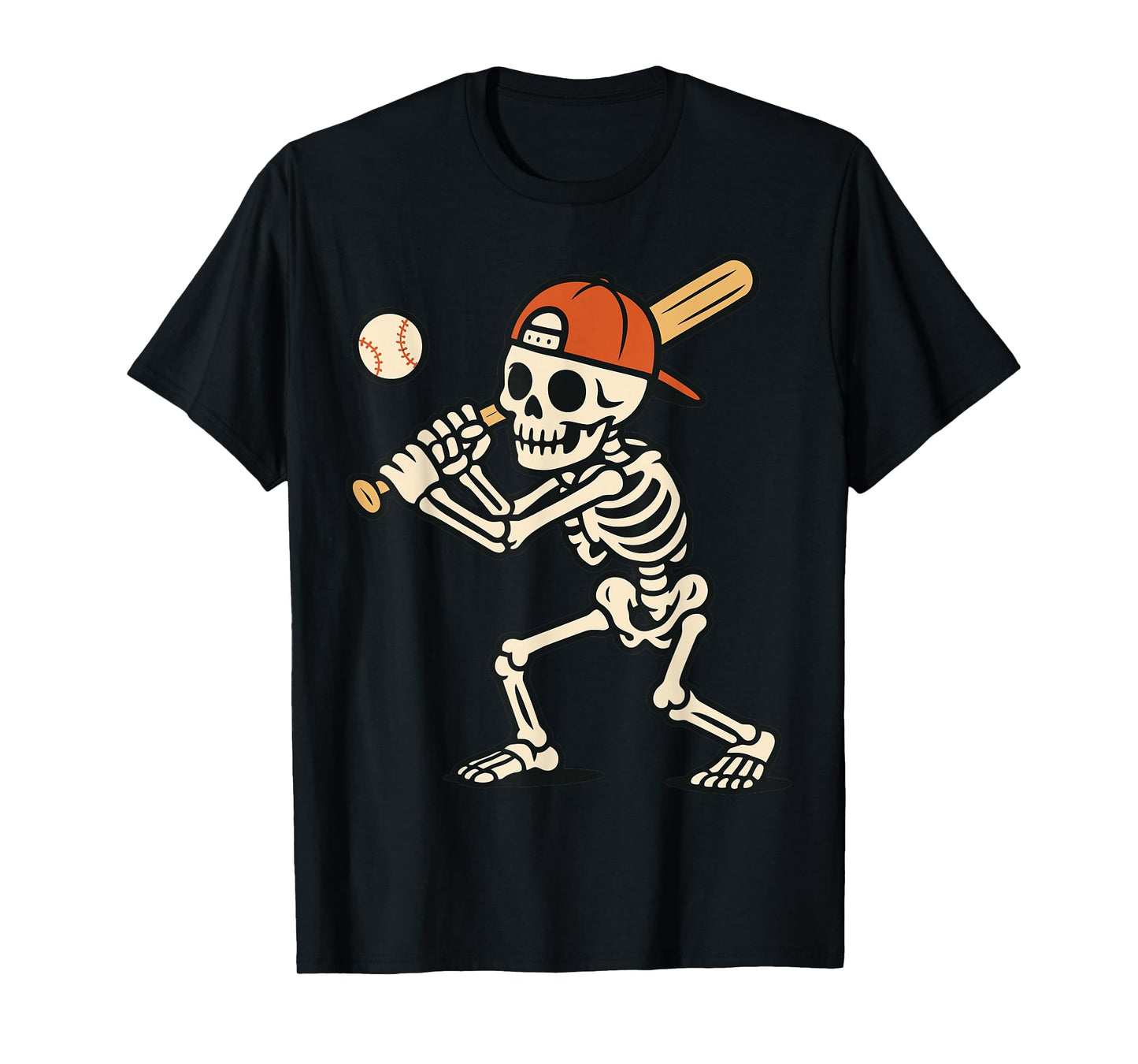 Baseball Skeleton Teen Funny Halloween Spooky T-Shirt