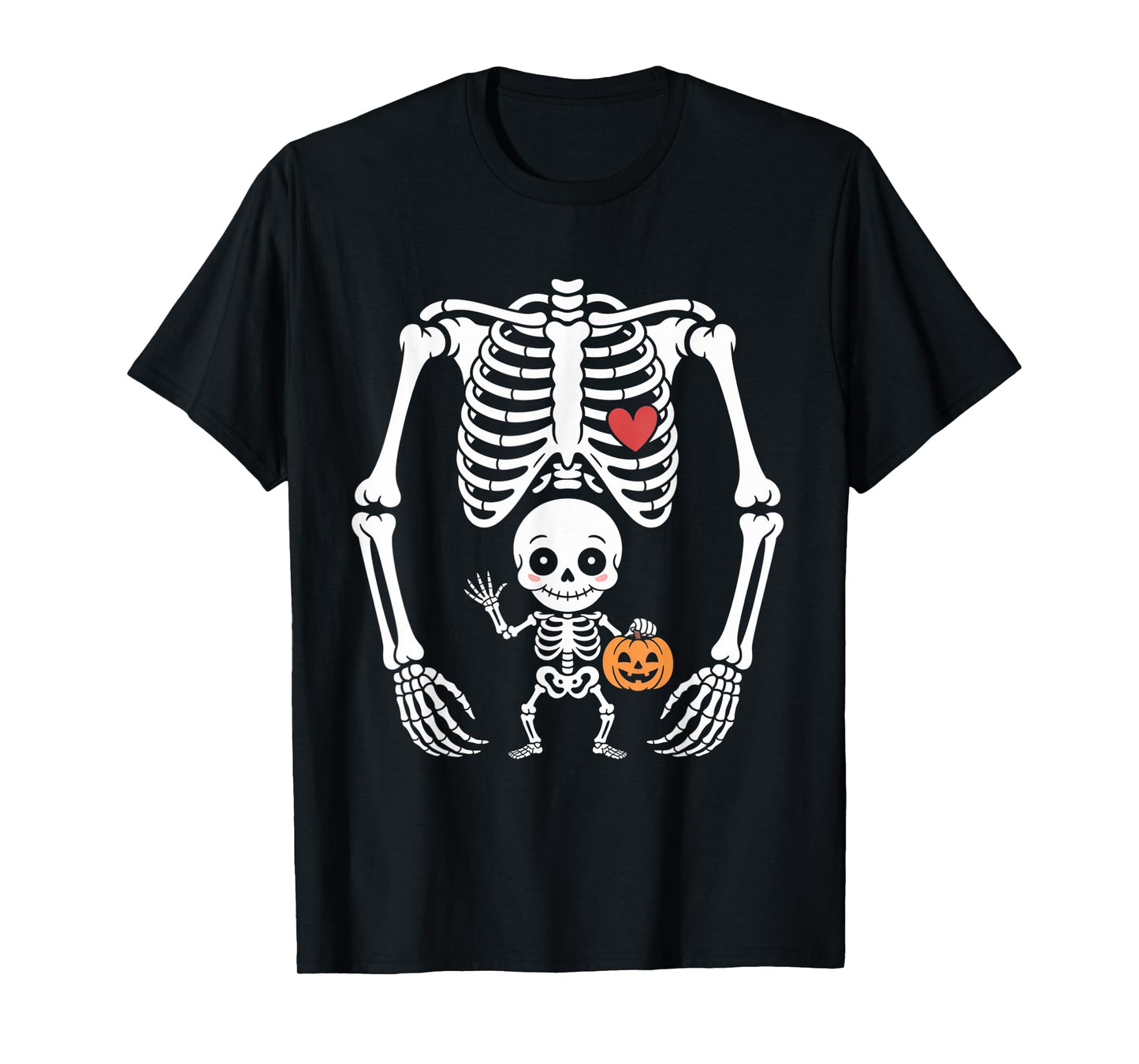 Pregnancy Reveal Skeleton Baby First Halloween and Everyday T-Shirt