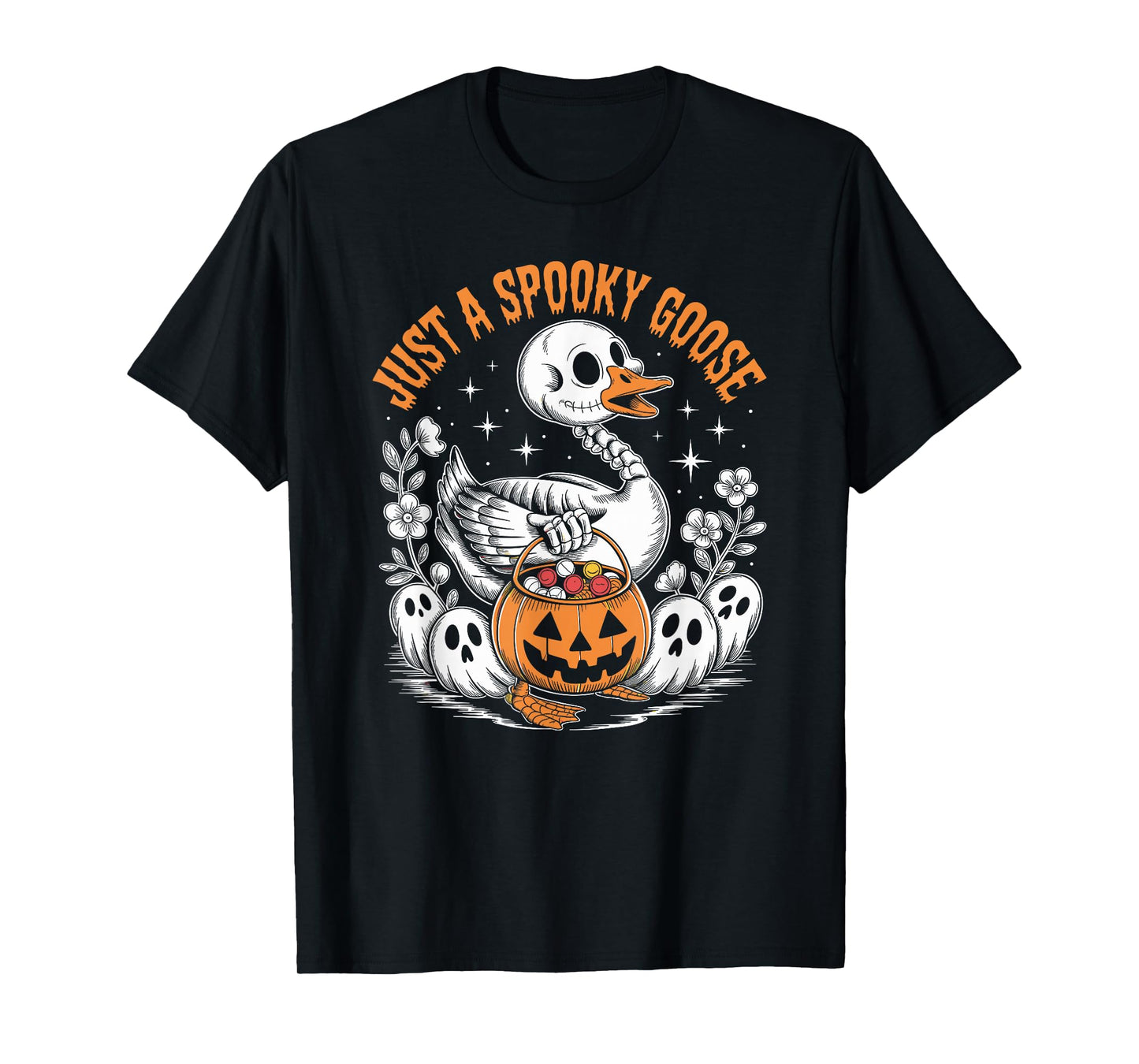Just a Spooky Goose Funny Skeleton Halloween Costume T-Shirt