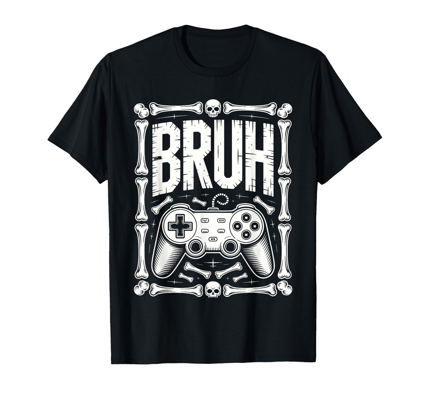 Funny Skeleton Gamer Bruh Halloween Look for Kids Teens T-Shirt