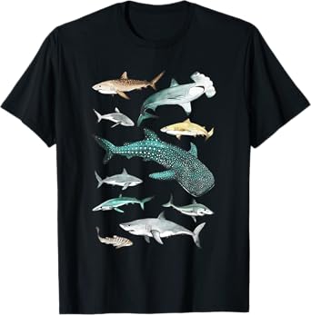 Shark Faces - Type of Shark - Shark Faces of All Kinds T-Shirt