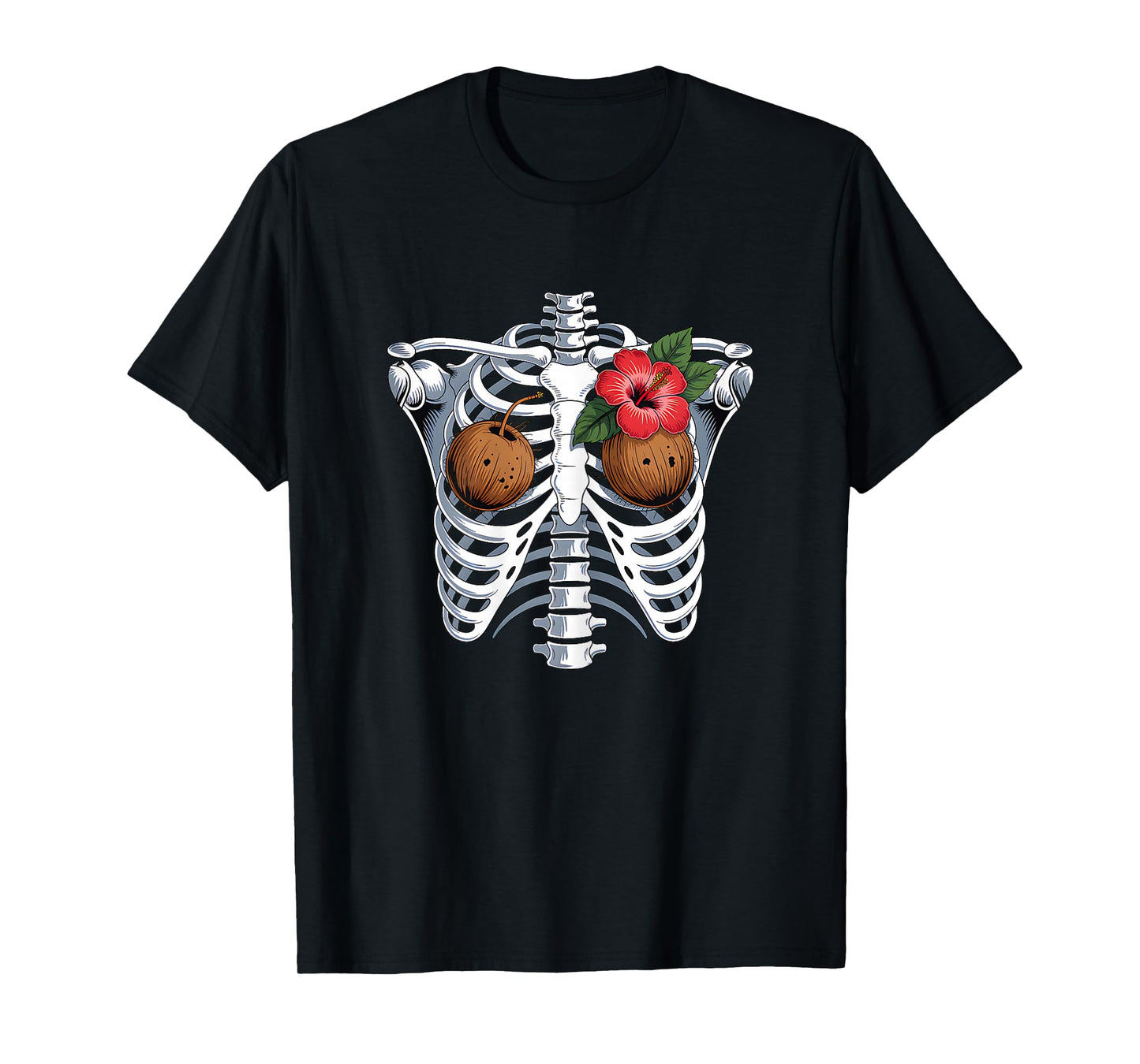 Luau Coconut Bra Skeleton Costume Halloween Hawaiian Women T-Shirt
