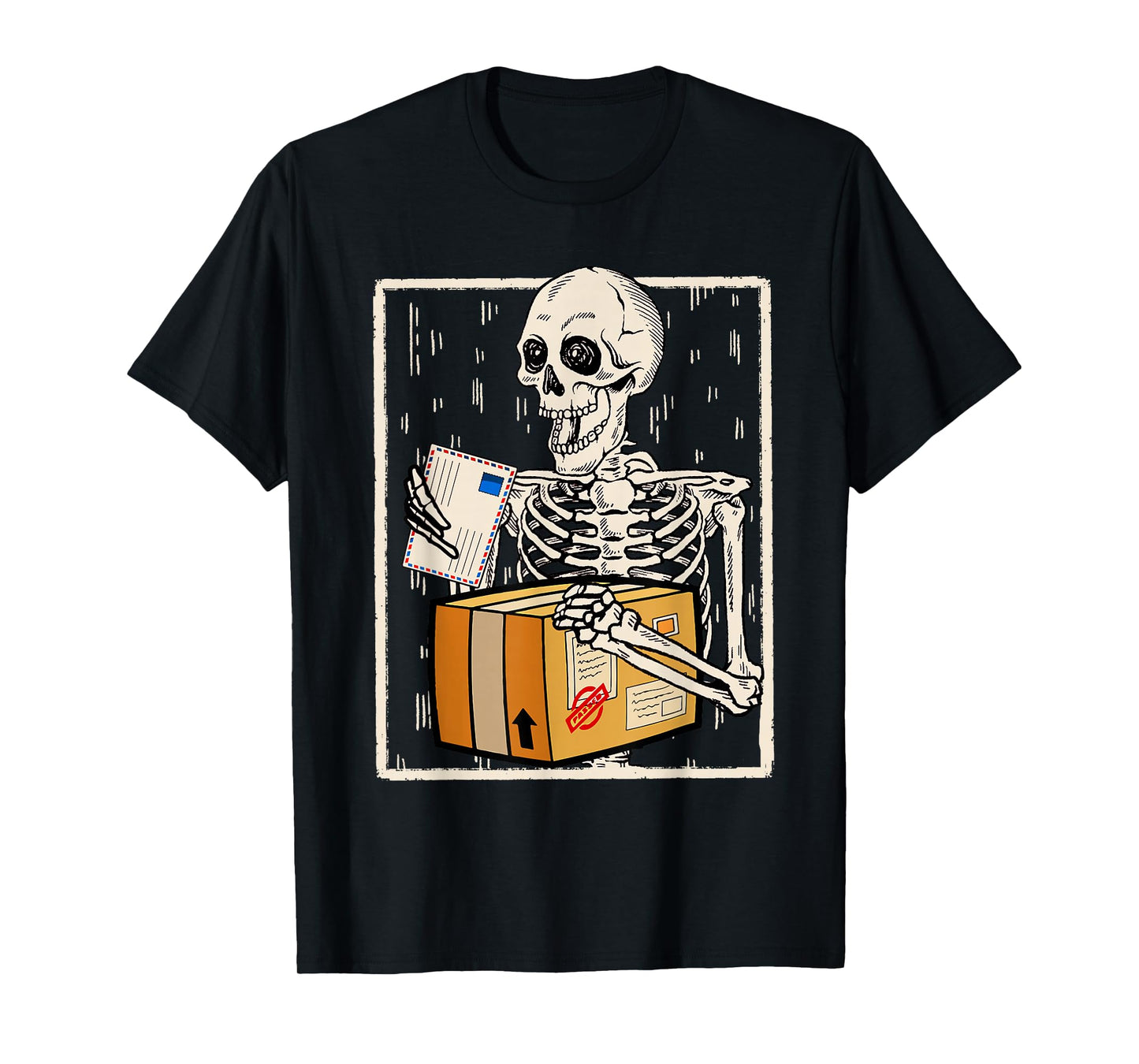 Skeleton Postal Worker Spooky Funny Halloween Postman T-Shirt