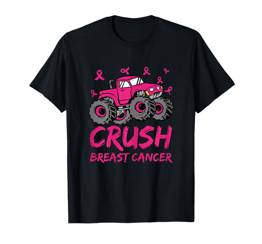 Crush Breast Cancer Awareness Monster Truck Toddler Kid Boys T-Shirt