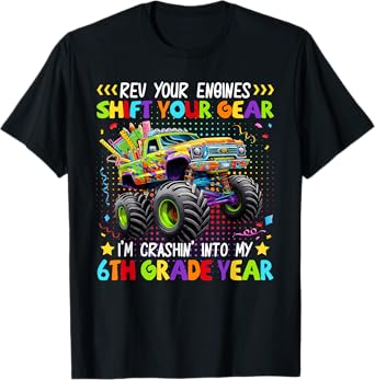 Back to School 6th Grade Monster Truck First Day School Boys T-Shirt