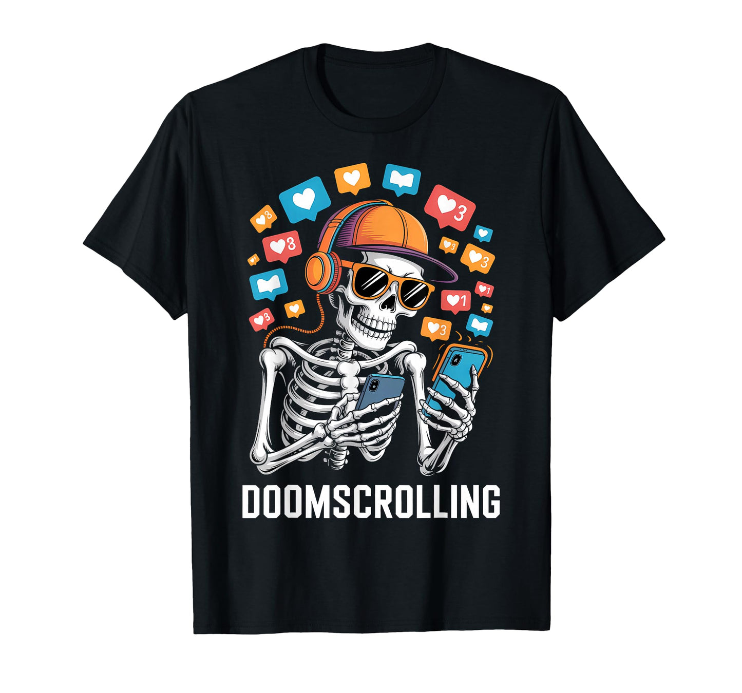 Halloween Skeleton Doomscrolling Costume T-Shirt